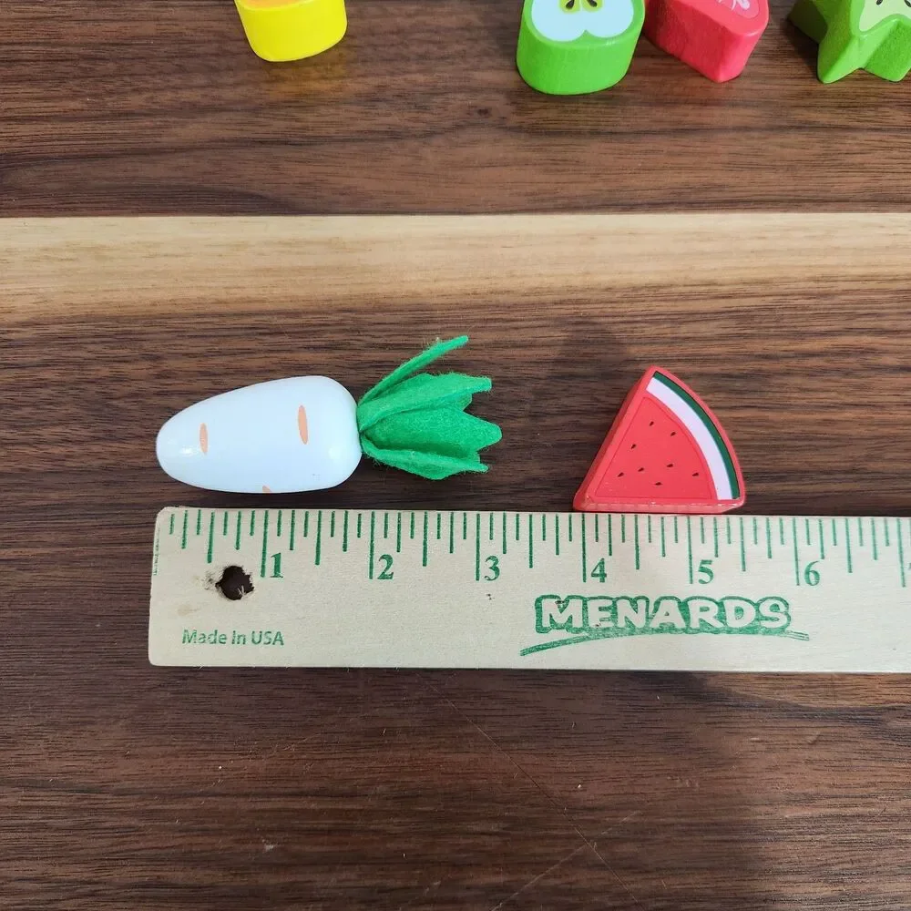Montessori Wood Pretend Play Food Toy Fruit Vegetables Carrot Harvest 18 Pieces
